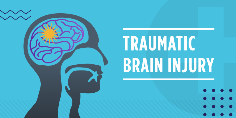 Traumatic Brain Injury Header Page Light Blue/Blue Picture of Skull