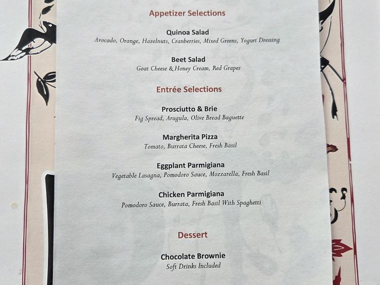 Brunch Menu at Paradise