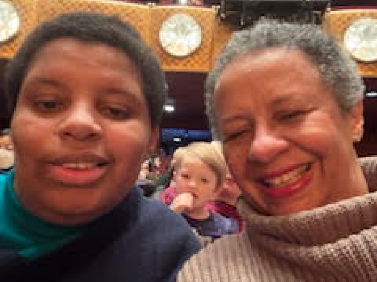 Guest inside of Lincon Center