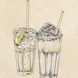 Two drinks one with a lemon and one with a whipped cream topping