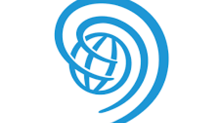 Image of the symbol of world hearing day in bright blue on a white background.