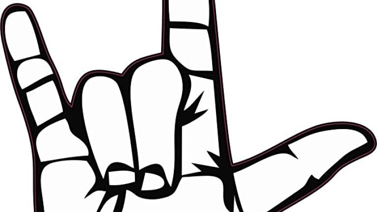 a drawing of a hand saying I love you in sign language