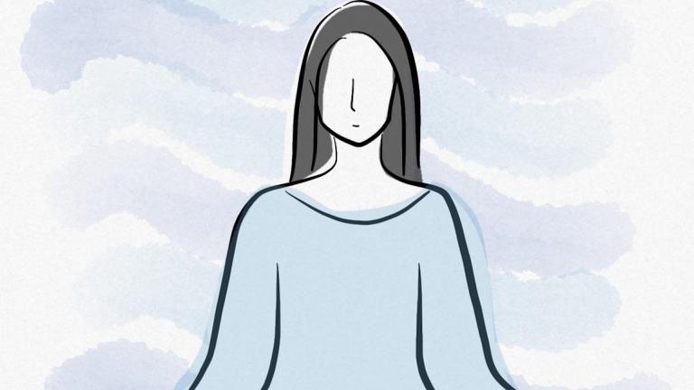 A woman meditating